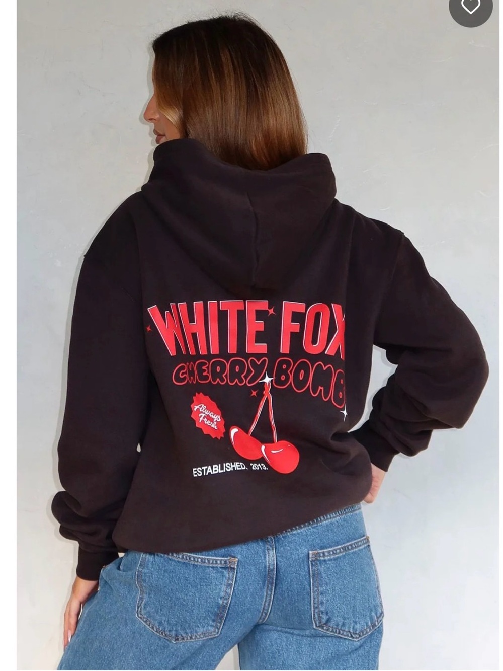 White Fox Don’t Waist Time Cherry Bomb Graphic Hoodie, Size S/M